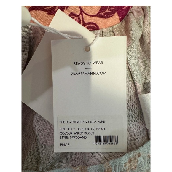 Zimmerman The Lovestruck V-Neck Mini Dress
Never worn WITH Tags - Picture 8 of 8